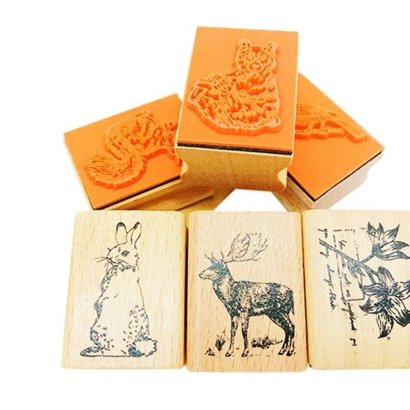 

1pcs/lot Cute Forest Animals Series Vintage Seal Wooden Stamp DIY For Scrapbooking Stationery