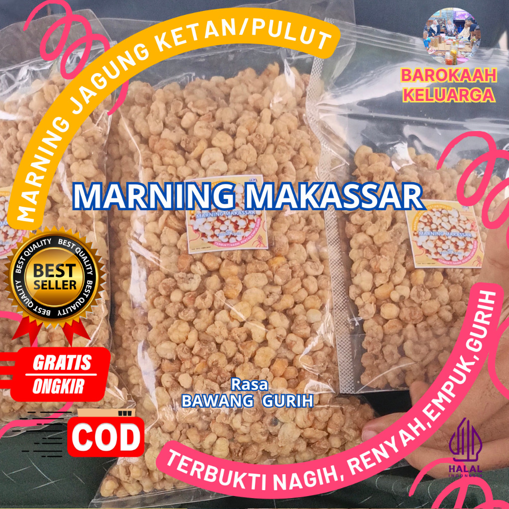 

MARNING JAGUNG KETAN PUNEL Super duper Empuk terbuat dari jagung Ketan Putih Asin Bawang Gurih 100gr, 250gr 500gr 1KG /kiloan Gurih Renyah harga spesial / Jagung Marning ketan Asin / Marneng Jagung Makassar Original Asin gurih