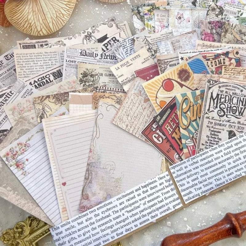 

Journamm.id 60pcs Journaling Jurnal Kit journal kit vintage deco diari DIY scrapbooking paper pack kertas dekorasi