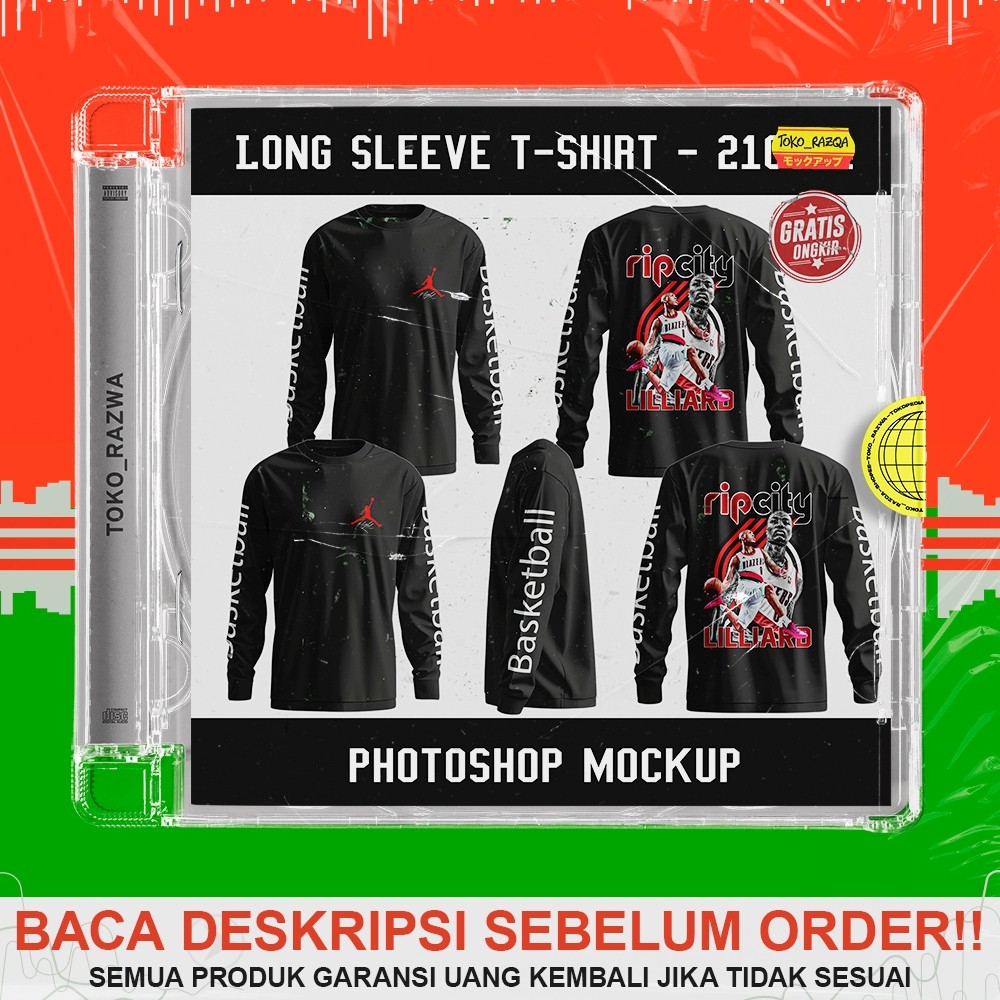 Photoshop Mockup - Kaos lengan panjang - Long sleeve t-shirt - 210624