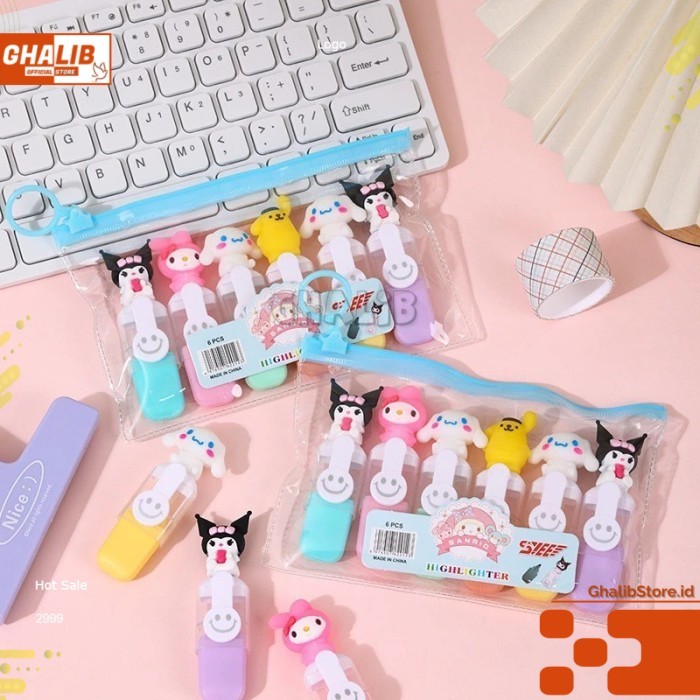 

1 Set isi 6 PCS Stabilo Sanrio highlighter/ Stabilo pastel color cute pena