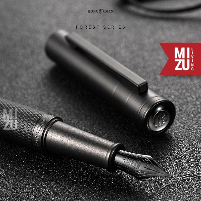

best -HONGDIAN BLACK FOREST Series Fountain Pen Gift Set Black Titanium Nib - Hitam, F Nib