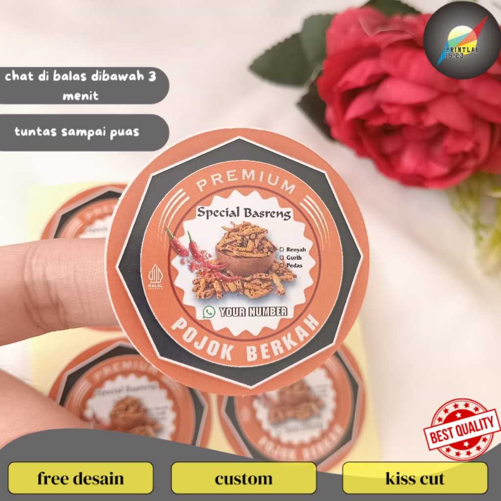 

PrintLab Cetak Stiker Makanan Basreng Pedas Sticker Cemilan Baso Goreng Free Desain Label Custom