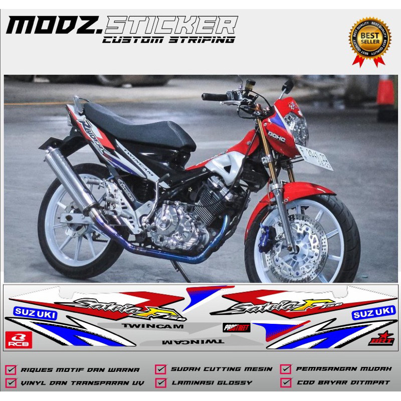 sticker striping Suzuki Satria fu CBU thailand 2004-2006 merah