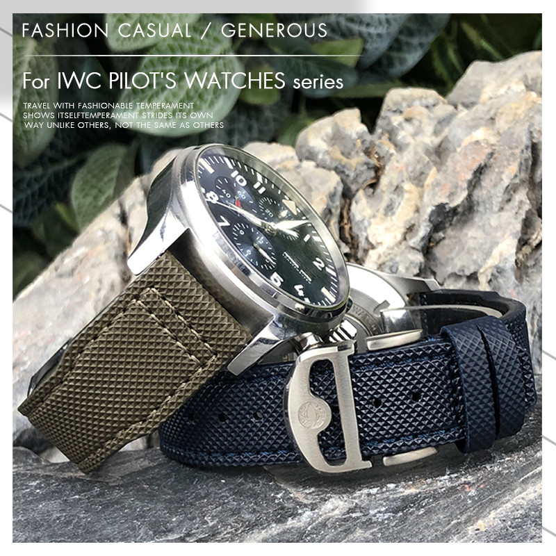 20mm 21mm New Nylon Canvas Watchband Fit for IWC Pilot SPITFIRE MARK18 Portofino TOP GUN Nylon Leath