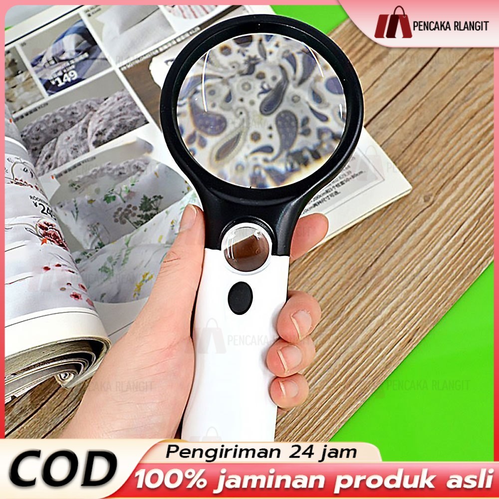 

Kaca Pembesar LED 2in1 Pembesar 3 LED Membaca Magnifying Glass Dengan Lampu