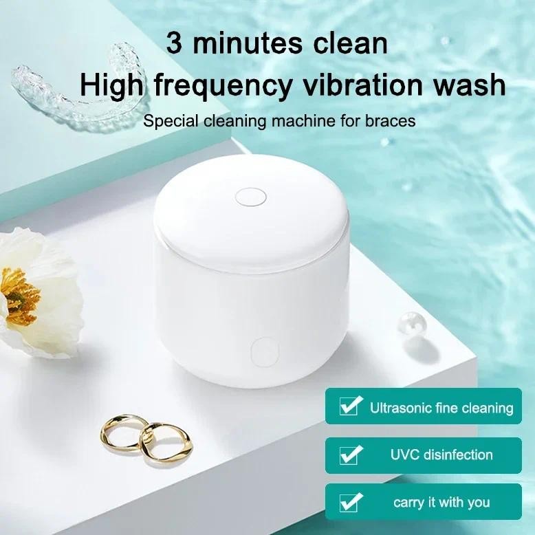 Ultrasonic Cleaning Machine Braces Cleaner Electric Mini Ultrasonic Cleaner Portable Dentures Automa