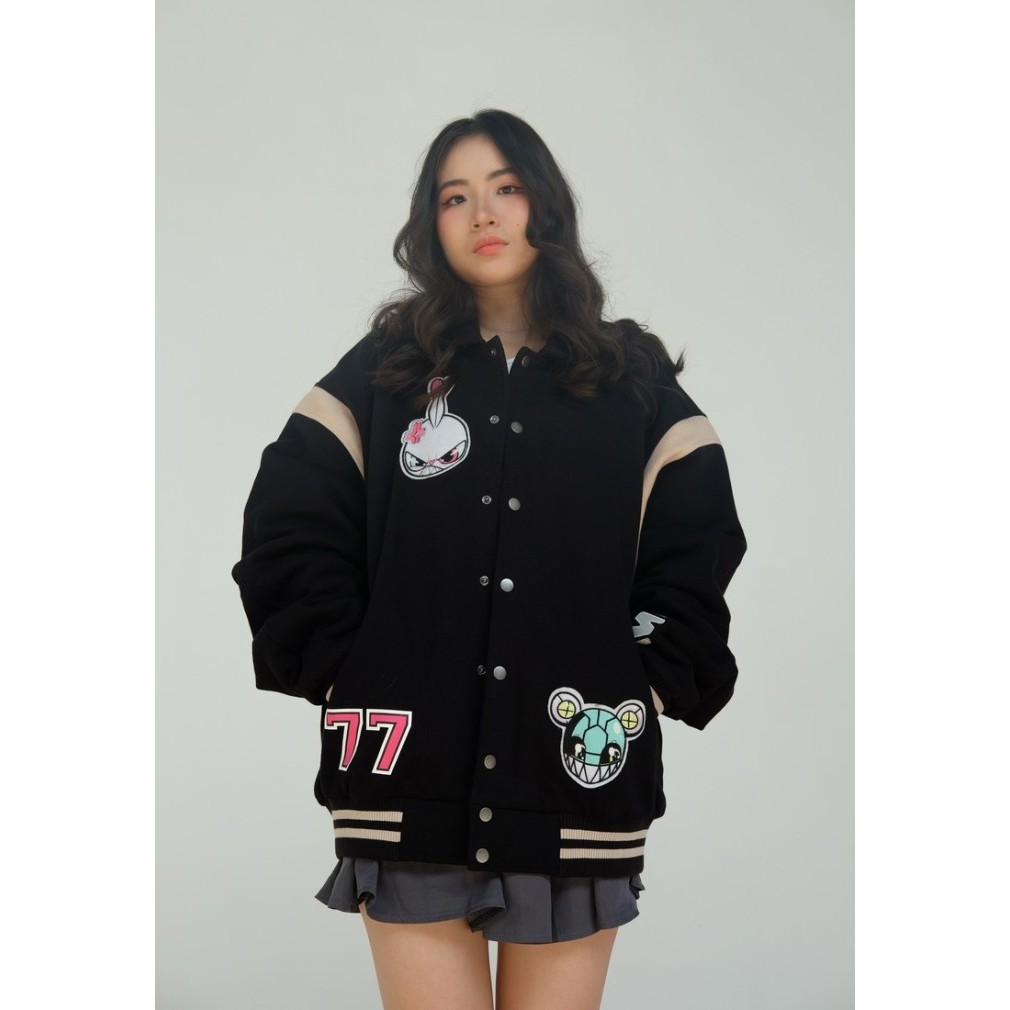 Harga Promo 3Second x Karafuru Jaket Varsity Pria Kerah Katun Fleece 211123 - XXL