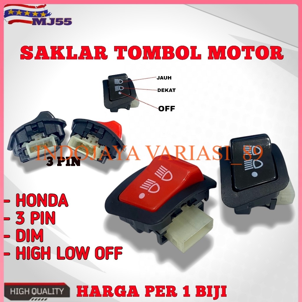 Saklar Dim Saklar Lampu Jauh Dekat Pass Beam 4 Pin Motor Honda Beat Vario 125 150 LED Scoopy indojay