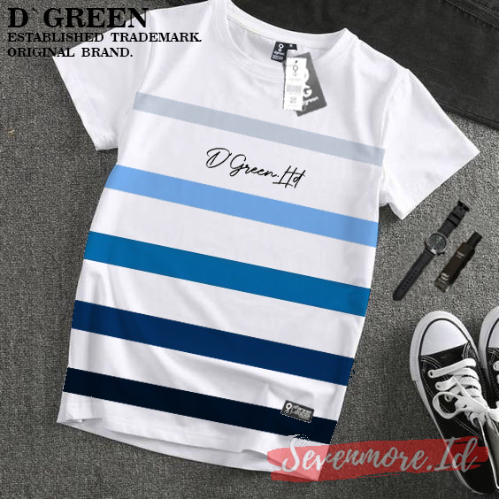 D`GREEN Kaos Distro Original Pria Wanita Motif SALUR BIRU / Baju Wanita / Kaos Distro