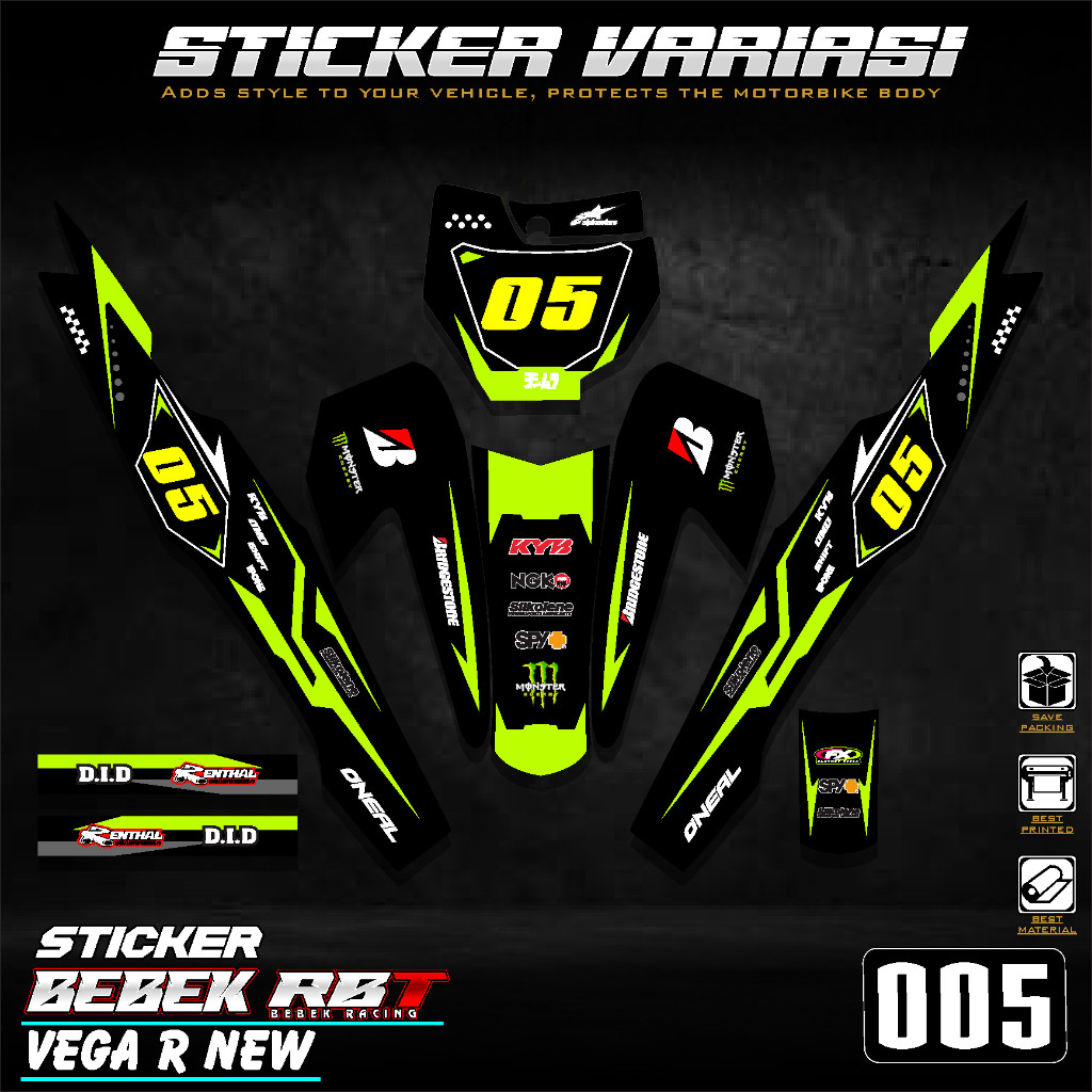 Sticker Striping Yamaha VEGA R NEW MOTOR RBT BEBEK MODIF/BEBEK CUSTOM SUPERMOTO YZ CRF KLX KX KTM RB