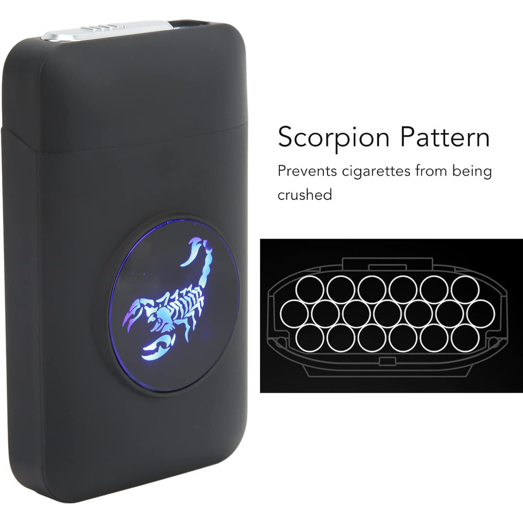 Kotak Rokok Cigarette Case LED with Korek Api Elektrik Model Scorpion - J709*