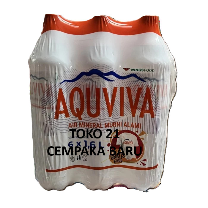 

AQUVIVA 1600ml 1600 ml 1 Dus 6 Botol - 1,6L / 1,6 L / 1,6 Liter - Air Mineral Murni Alami Besar Jumbo Pack Pak Karton Wings Food