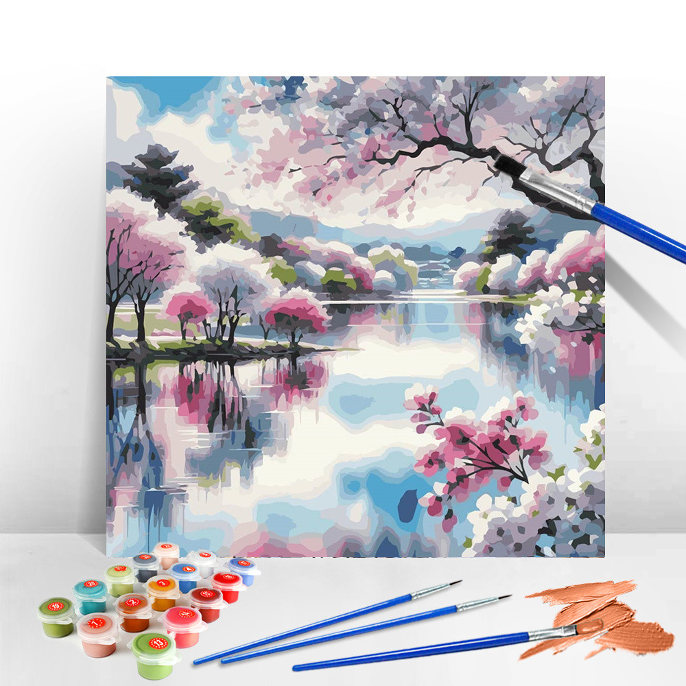 

Evershine Painting By Numbers Landscape Tree Kits New Arrival Oil Painting Flower River No Frame On Canvas Unique Gift