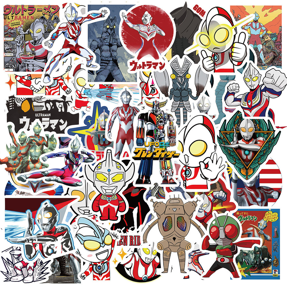 

10/30/50pcs Ultraman Kamen Rider Stickers Anime for Kids Waterproof Graffiti Skateboard Motorcycle Luggage Decals Sticker Packs
