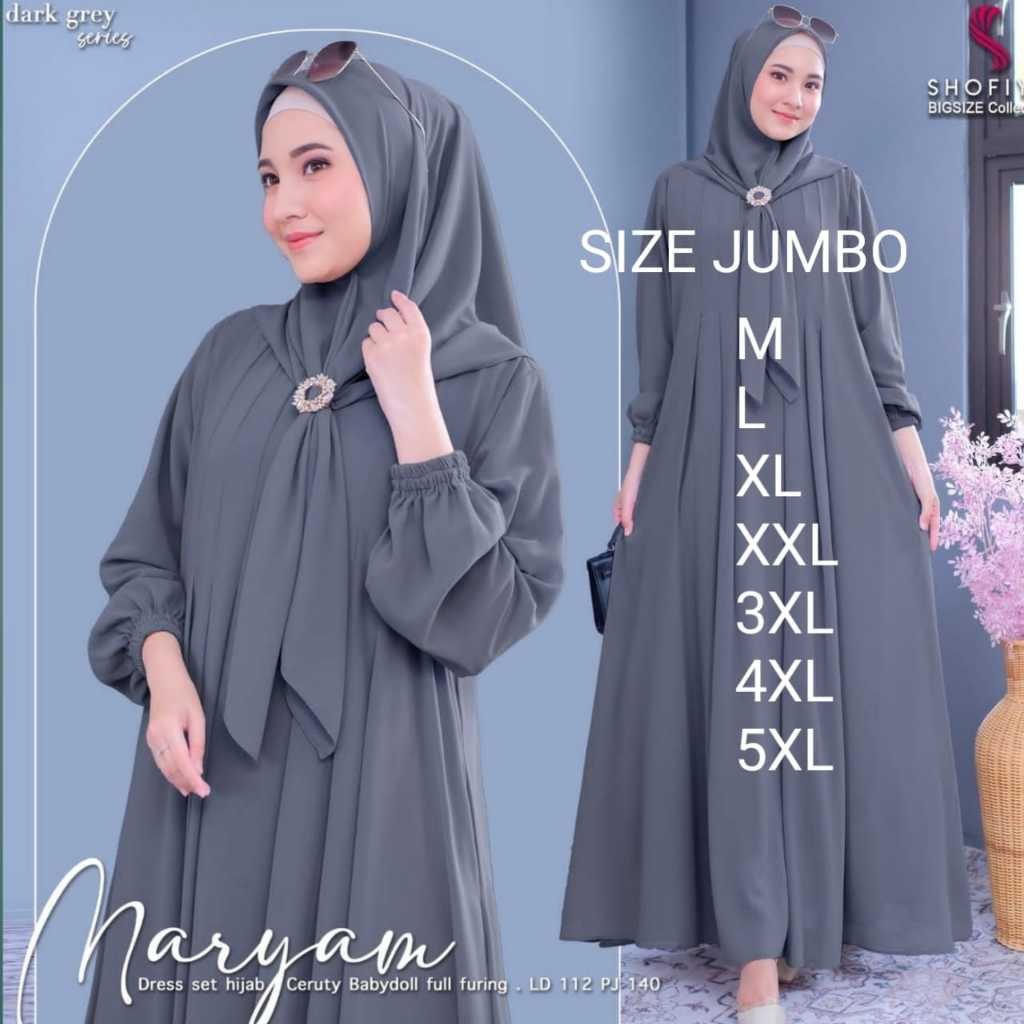 Gamis Lebaran 2025 Model Terbaru Kekinian Bahan Ceruty Premium Babydoll Full Furing Jumbo Ld 140 Uku