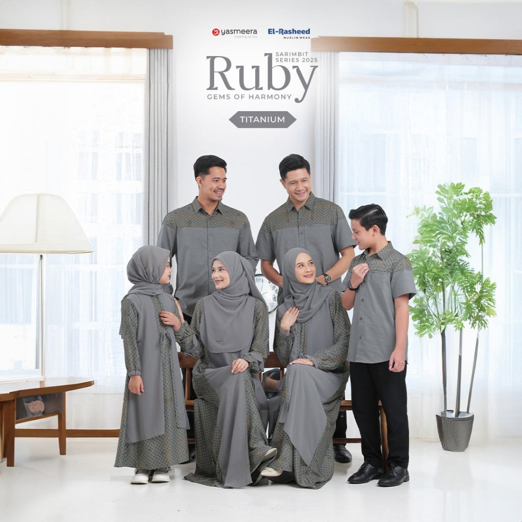 YASMEERA - Sarimbit RUBY SERIES - TITANIUM - Family Set Keluarga / Baju Lebaran Keluarga Muslim Mode
