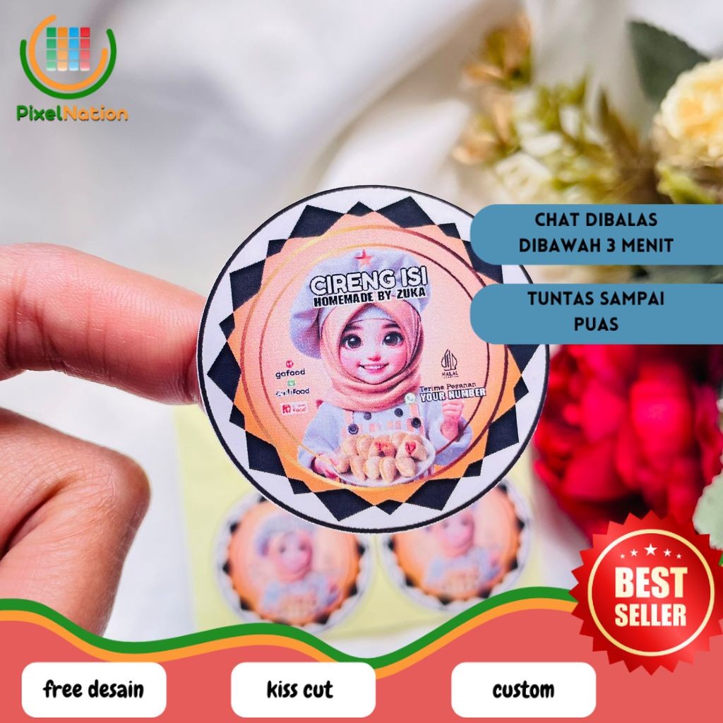 

PiNat 9-15 Cetak Sticker Chromo Cireng Label Kemasan Cemilan Makanan Cilok Cibay Free Custom