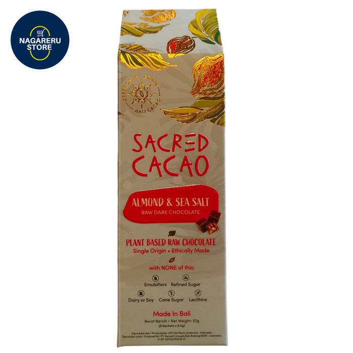 

Sacred cacao almond and sea salt raw dark chocolate 57gr
