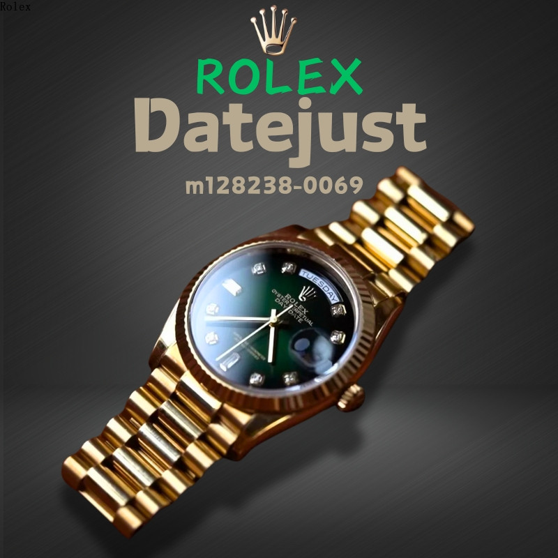 [%100 Asli] Rolex Date Series M128238-0069 Jam Tangan Wanita (hijau Berasap), Gerakan Mekanis Otomat