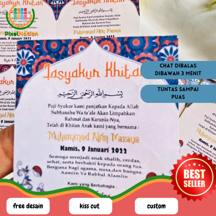 

PiNat 2-6 STIKER TASYAKURAN KHITAN / SYUKURAN KHITAN / WALIMATUL KHITAN STICKER BAHAN CHROMO