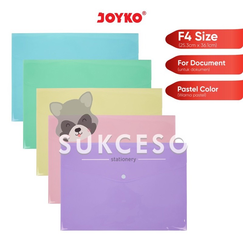 

Joyko Data Bag DBG-108 Map Kancing Bahan Plastik F4 Pastel Color