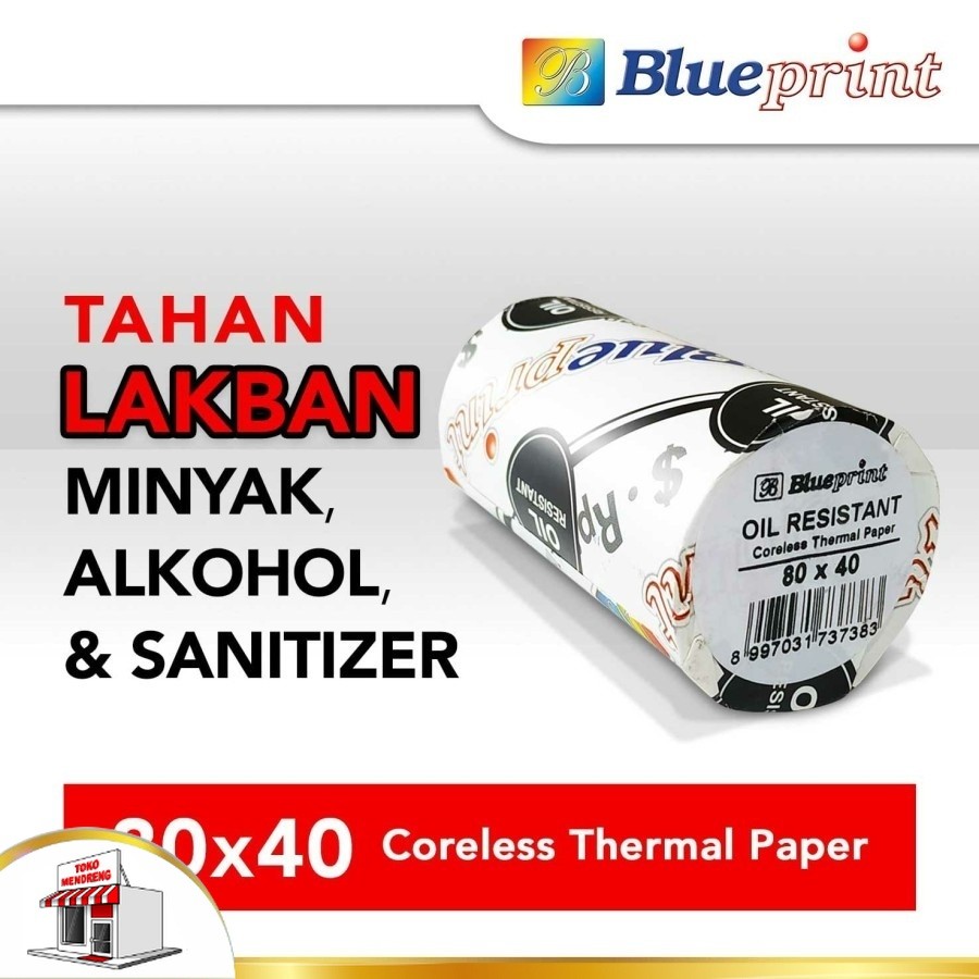 

Blueprint Paper Thermal Oil Resistant 80x40 mm Kertas Struk Check Dapur Tahan Minyak Lakban 80 x 40