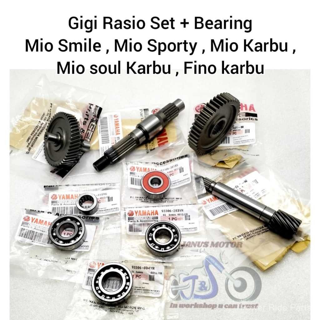 Gigi rasio set + bearing Yamaha Mio Smile Sporty Fino Soul Karbu 5TL Kualitas original Presisi tidak