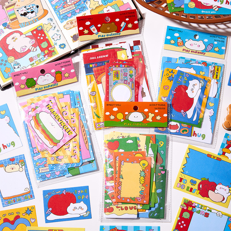 

50 Pcs Cute Note, Color High-value Wind Note Paper, Student Message N Times, Sticky Note Pad Memo Stationery Kawaii ﻿
