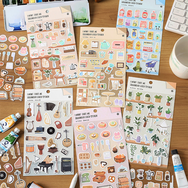 

Cartoon Daily Necessities Stickers DIY Scrapbooking Art Collage Junk Journal Decor Sticker Stationery