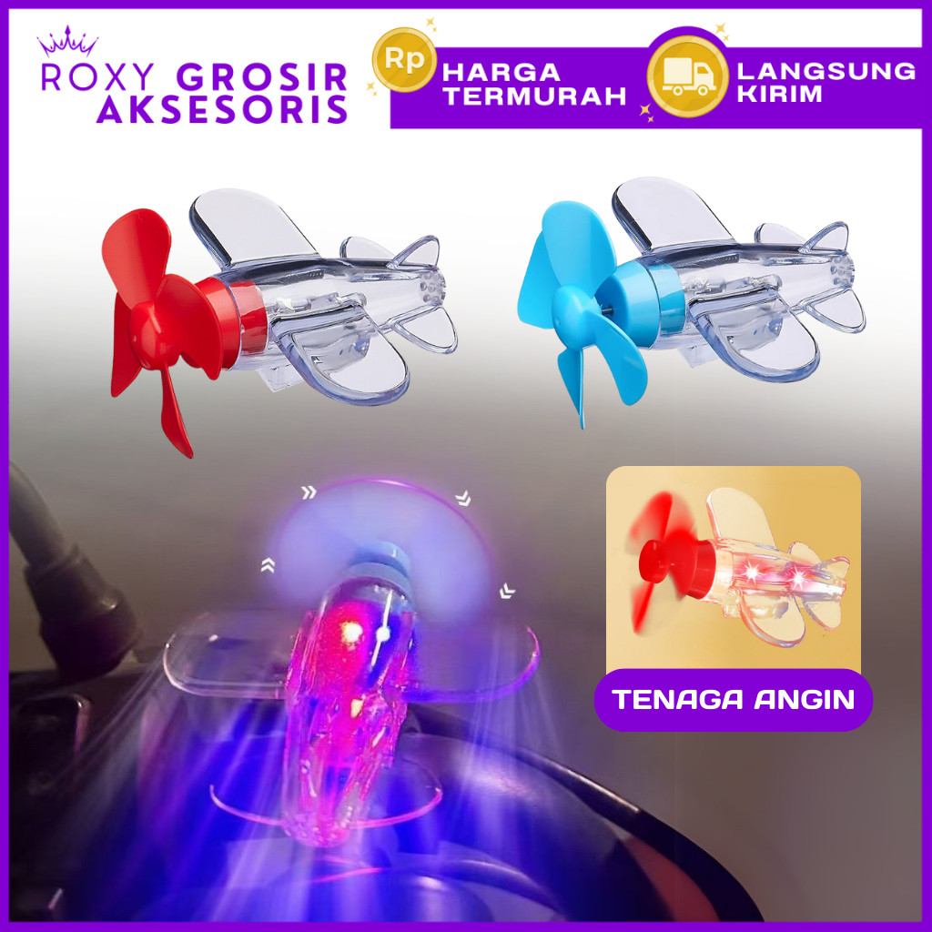 Hiasan Pesawat LED Mini Eksterior Motor Mobil Tempelan Lampu Warna Warni Pesawat Mainan Tenaga Angin