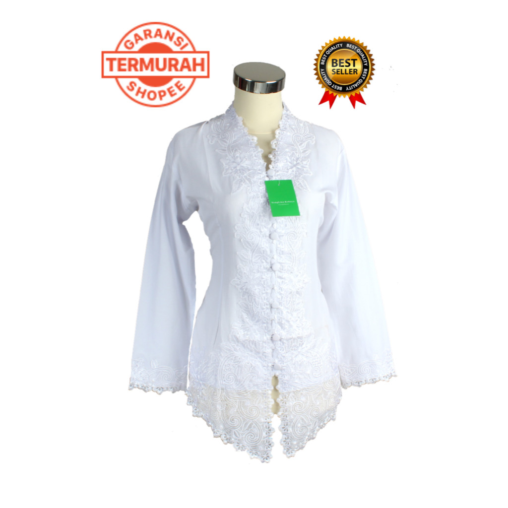 BAHAN PREMIUM / NENGLINAKEBAYA - KEBAYA ENCIM BORDIR PUTIH / BW MAYA 700 TANGAN PANJANG, BORDIR SENA