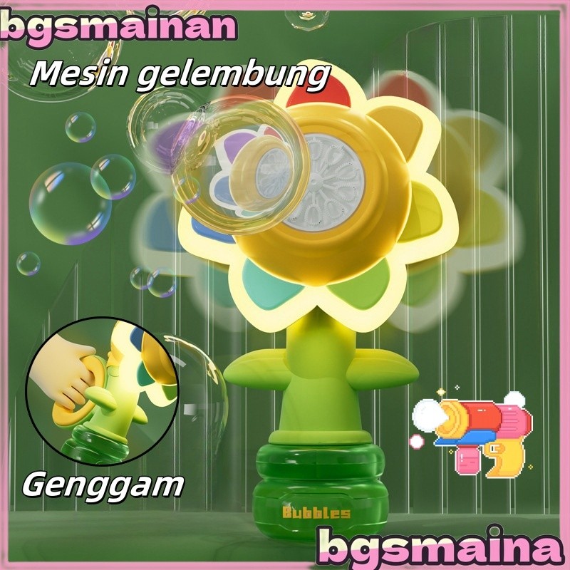 [ COD✅Ready ] Mainan Anak-anak Pistol Gelembung Bunga Matahari/Senapan Mesin Gelembung Sabun Elektri