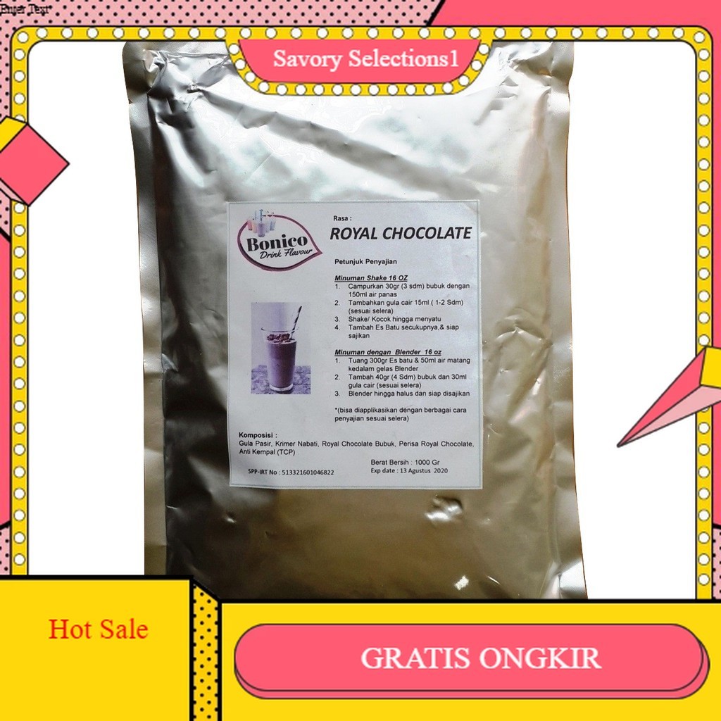 

【SAVORY】 FLASH SALE!! BONICO ROYAL CHOCOLATE powder 1kg Bubuk minuman COKLAT drink flavor powder ice blend milk shake