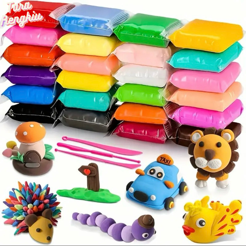 TR- NAF- Clay Mainan Anak Isi 12 Pcs Clay Polymer 12 Warna Mainan Lilin Platisin UltraLight Clay Cla