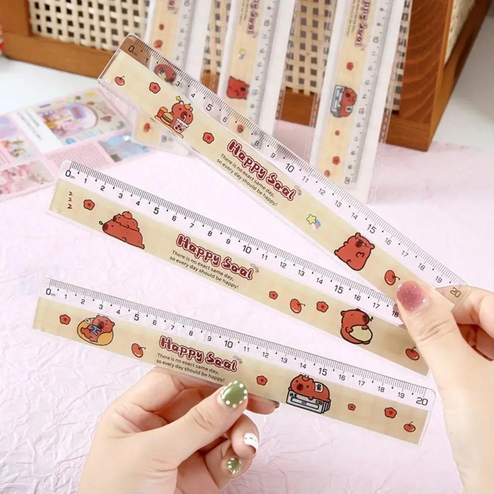 

20cm Cute Capybara Ruler School Office Supplies Lines Drawing Tools Acrylic Cartoon Straight Ruler Standard Measuring Tool