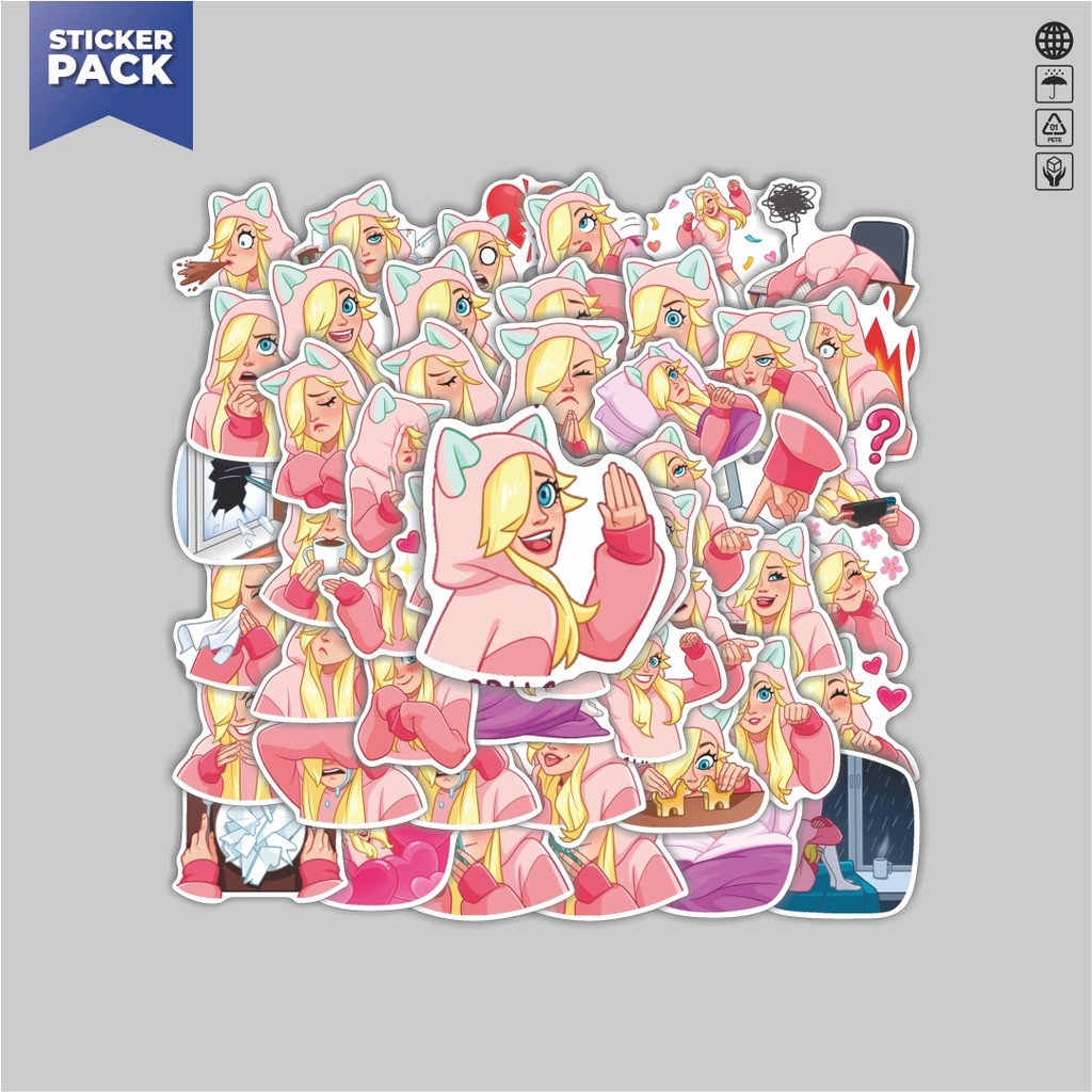 

[100PCS]Stiker Pack Stiker Girls Lina Aesthetic Vinyl Anti Air Dekorasi Sticker Laptop Buku Journal Koper Helm Casing HP Gitar Helm Skateboard