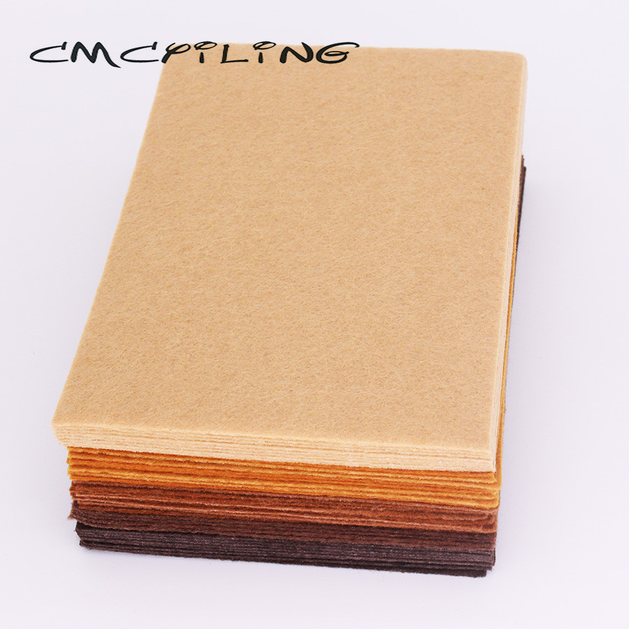 

CMCYILING Brown Felt 1 MM Thickness Polyester Cloth For DIY Sewing Crafts Scrapbook ,Nonwoven Sheets 40 Pcs/Lot 10CMX15CM