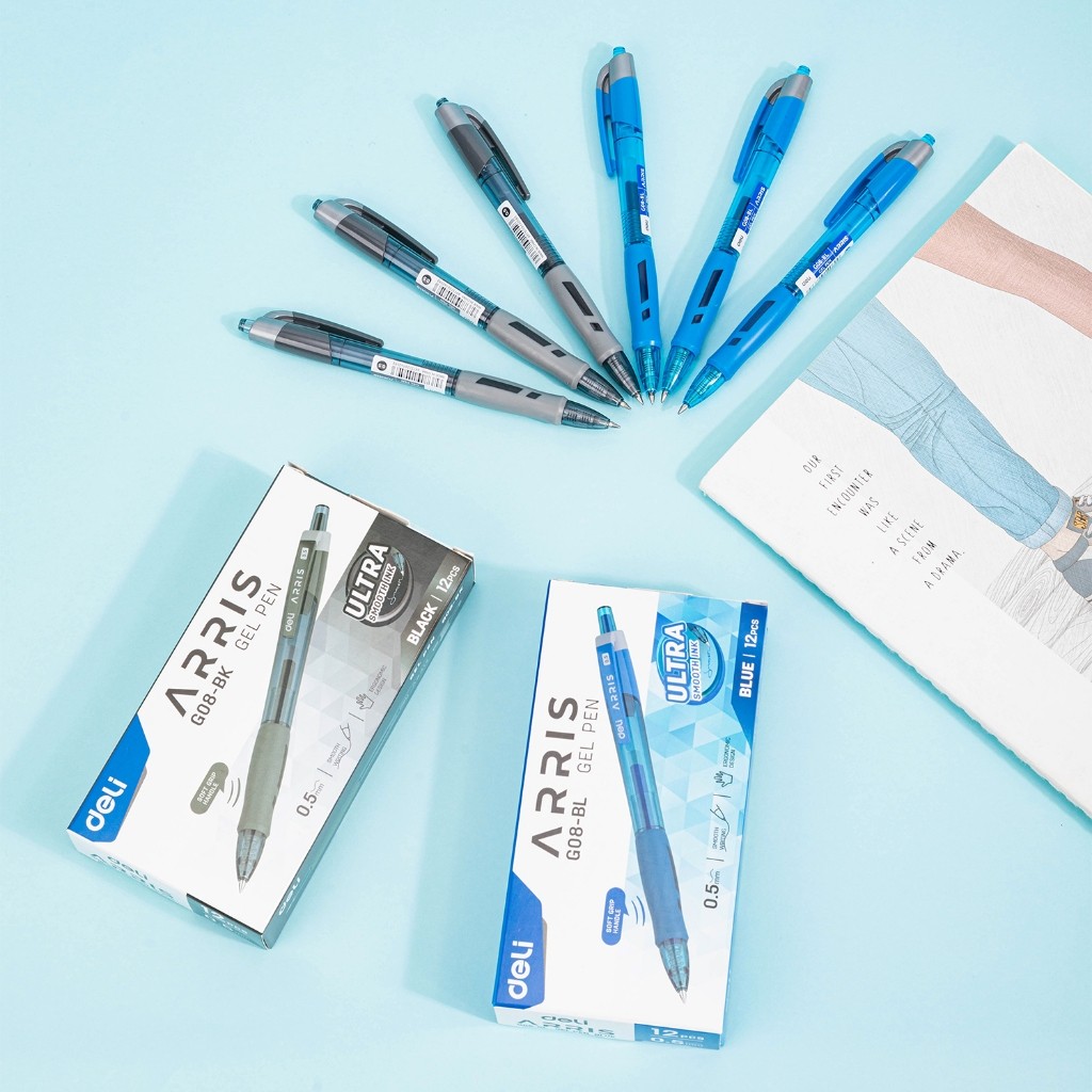 

Deli Office Gel Pen Pulpen Kantor 0.5mm Warna Tinta Hitam Biru EG08 BK