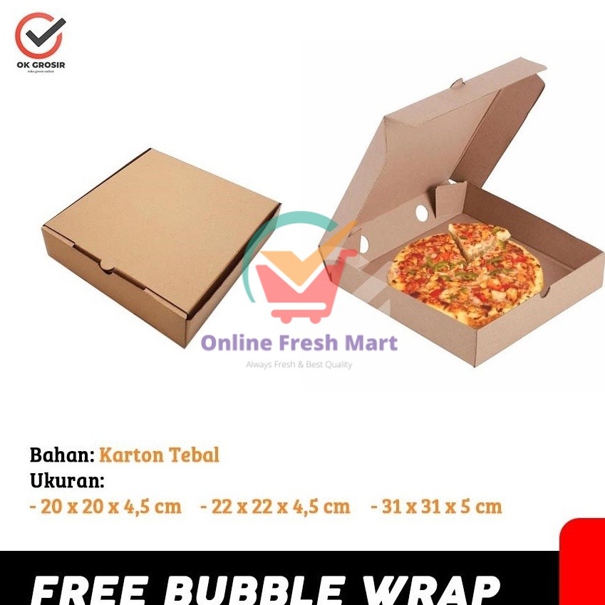 

Box Pizza Polos / Dus Pizza / Karton Pizza (6 lembar) - Online Fresh Mart Denpasar
