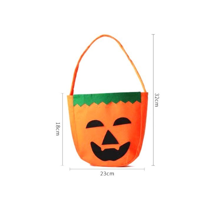 

GROSIR Tas Labu Halloween Candy Bag Goodie Bag Kantong Permen Pesta - TAS LABU HIJAU