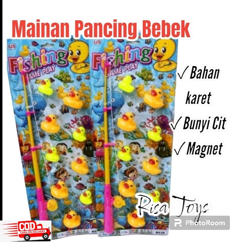 Mainan Pancing  bebek cit bunyi bahan karet, mainan pancing magnet bebek karet