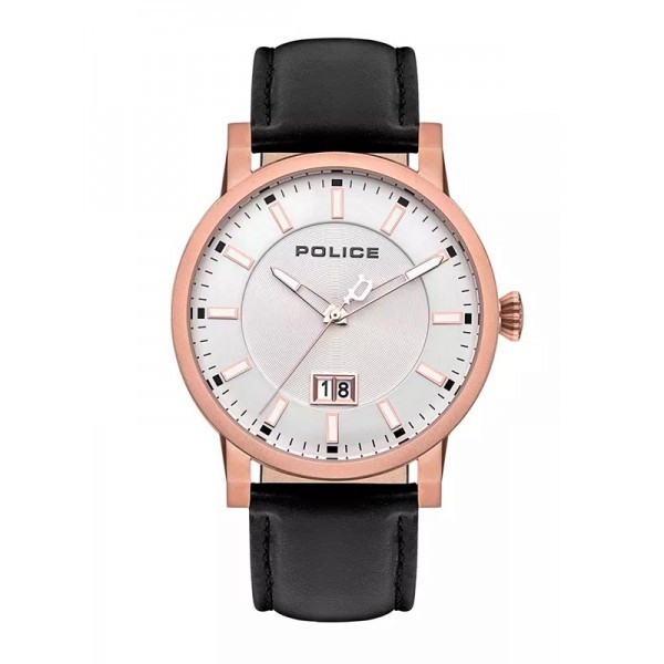 [PENAWARAN TERBATAS] Jam Tangan Pria Police  Original  Leather Formal/Casual Rose Gold 15404JSR-04