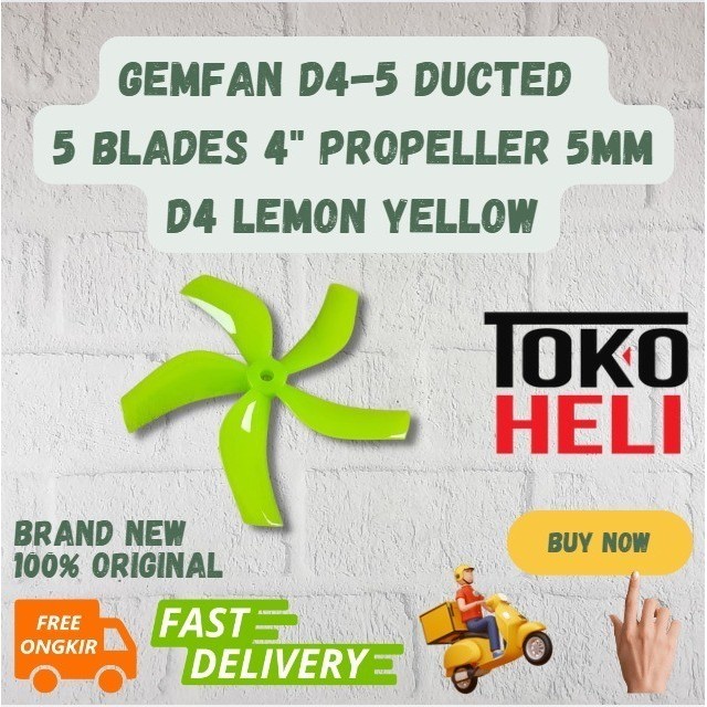 Gemfan D4-5 Ducted 5 Blades 4" Propeller 5mm D4 Lemon Yellow