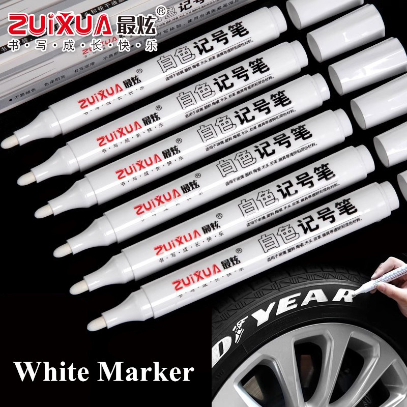 

1/3/5 Pcs White Marker Pens 1.0mm 2.0mm Fast Drying Permanent Oily Waterproof Paint Tire Markers Graffiti Pens