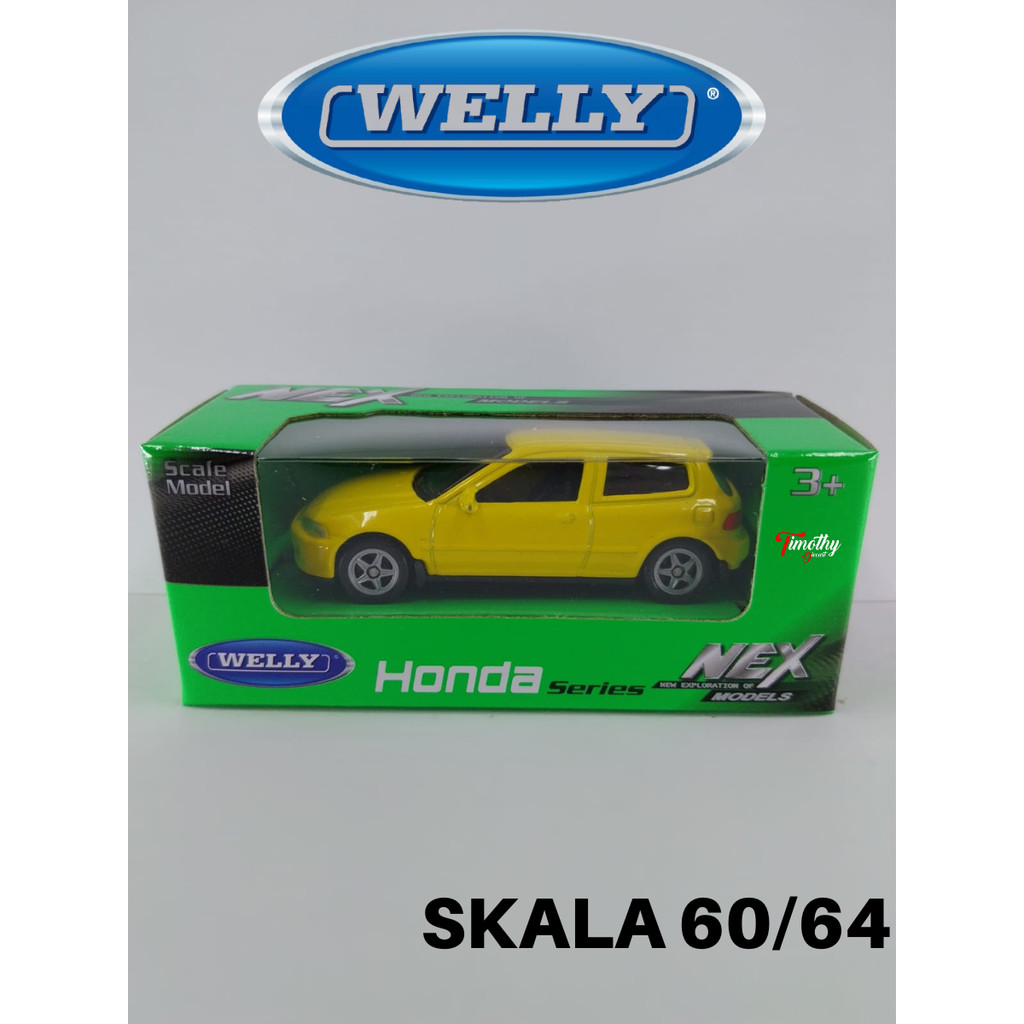 Diecast Welly Nex Skala 60 Honda Civic EG Kuning