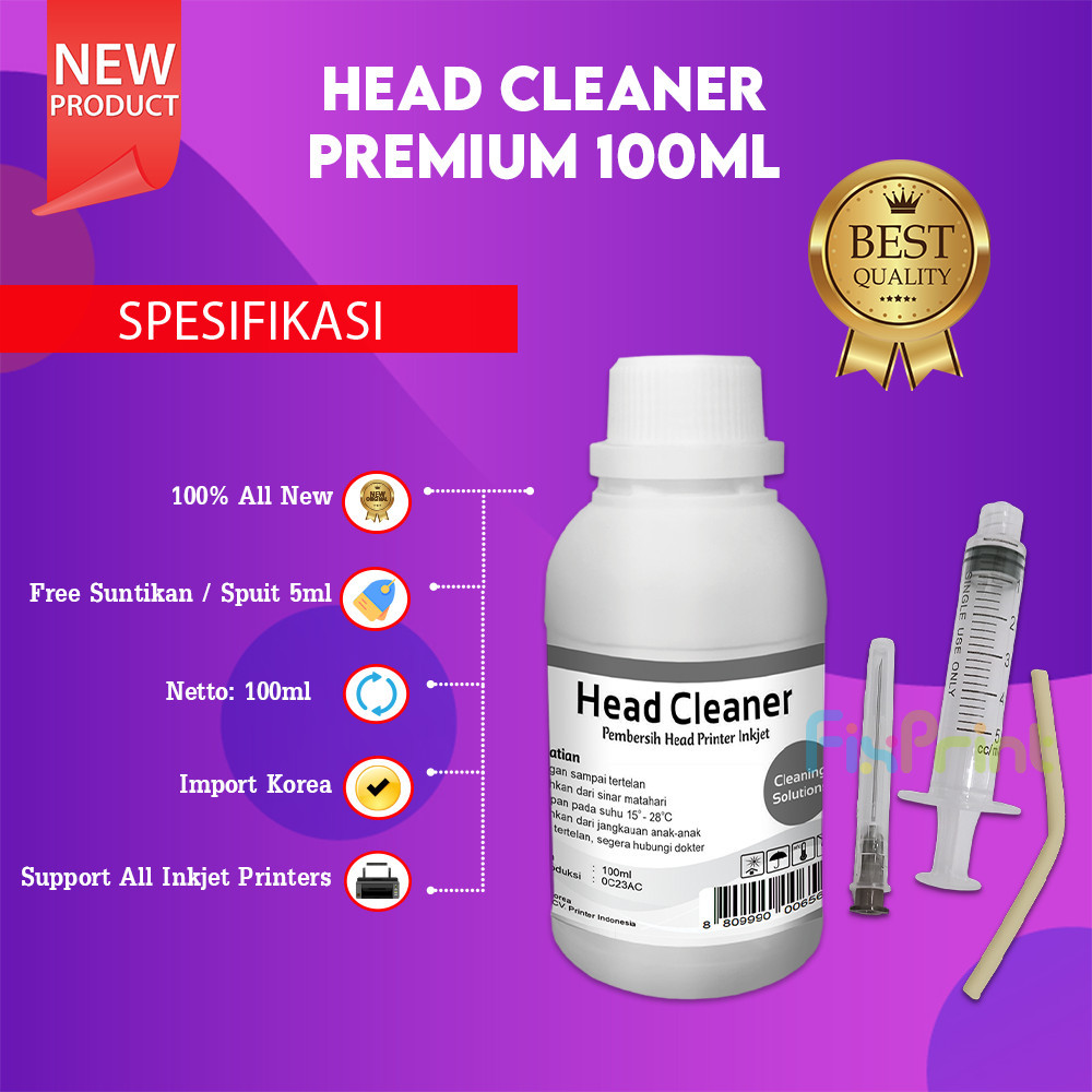 FixPrint Xantri Head Cleaner Premium Korea 100ml Cairan Pembersih Free Suntikan 5ml