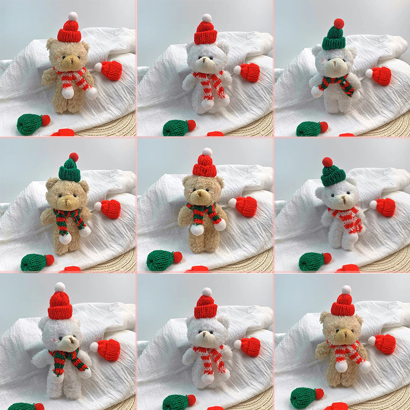 

10pcs Bear Plush Toys Keychain Cute Christmas Bear Stuffed Plush Doll KeyChain Soft Backpack Keychain Girl Keyring Children Gift