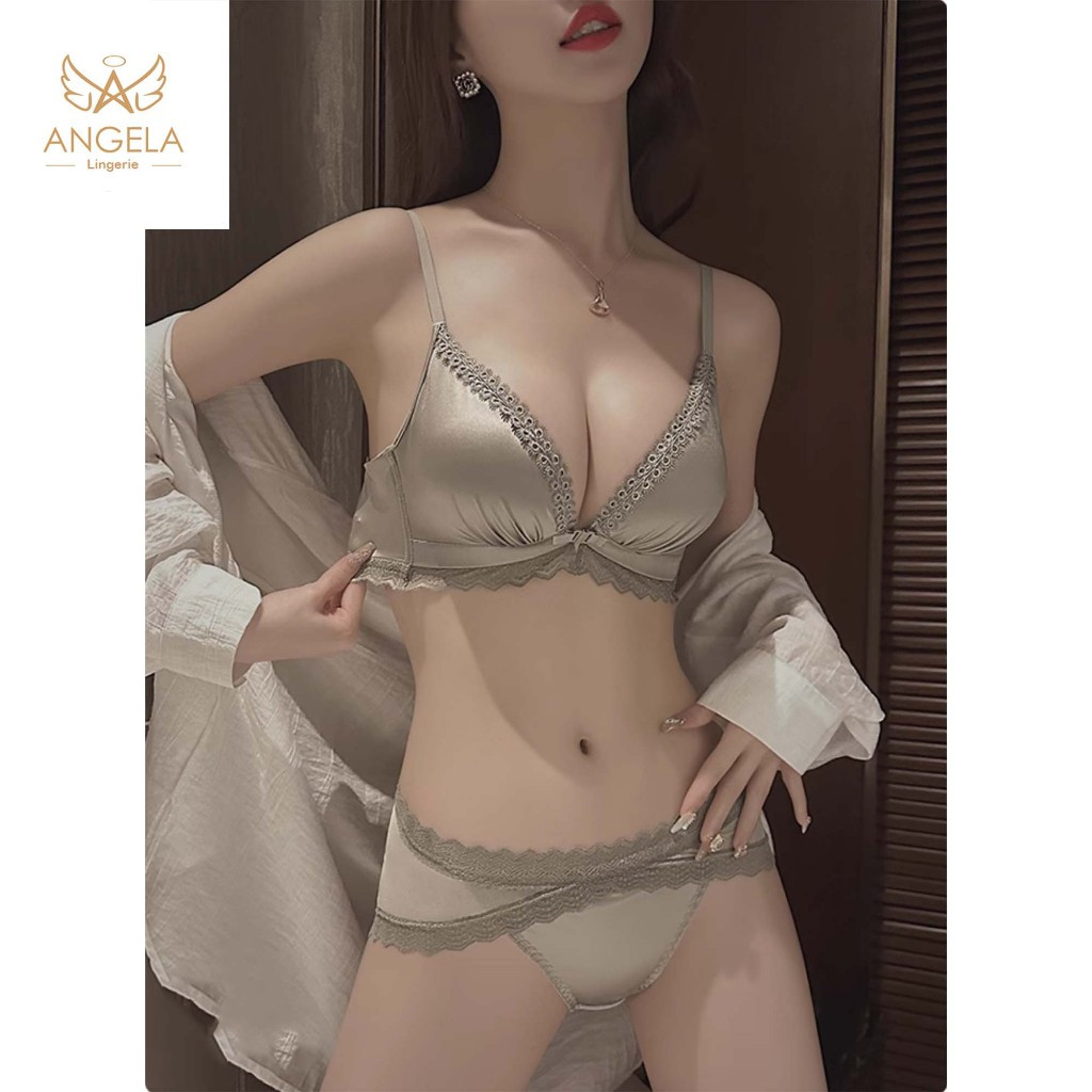PROMO ANGELA PREMIUM JAPAN Jessie Bra BH Push Up Set Bukaan Depan Tanpa Kawat Celana Dalam Wanita Bi
