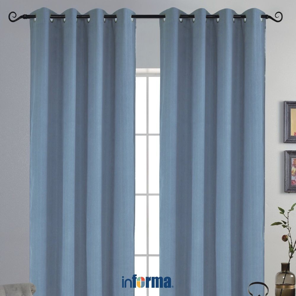 Informa 140x250 cm Gorden Set 2 pcs Cnl Jacq Chev - Sage - Hijau Kerai Hordeng Kain Penghalang Cahay